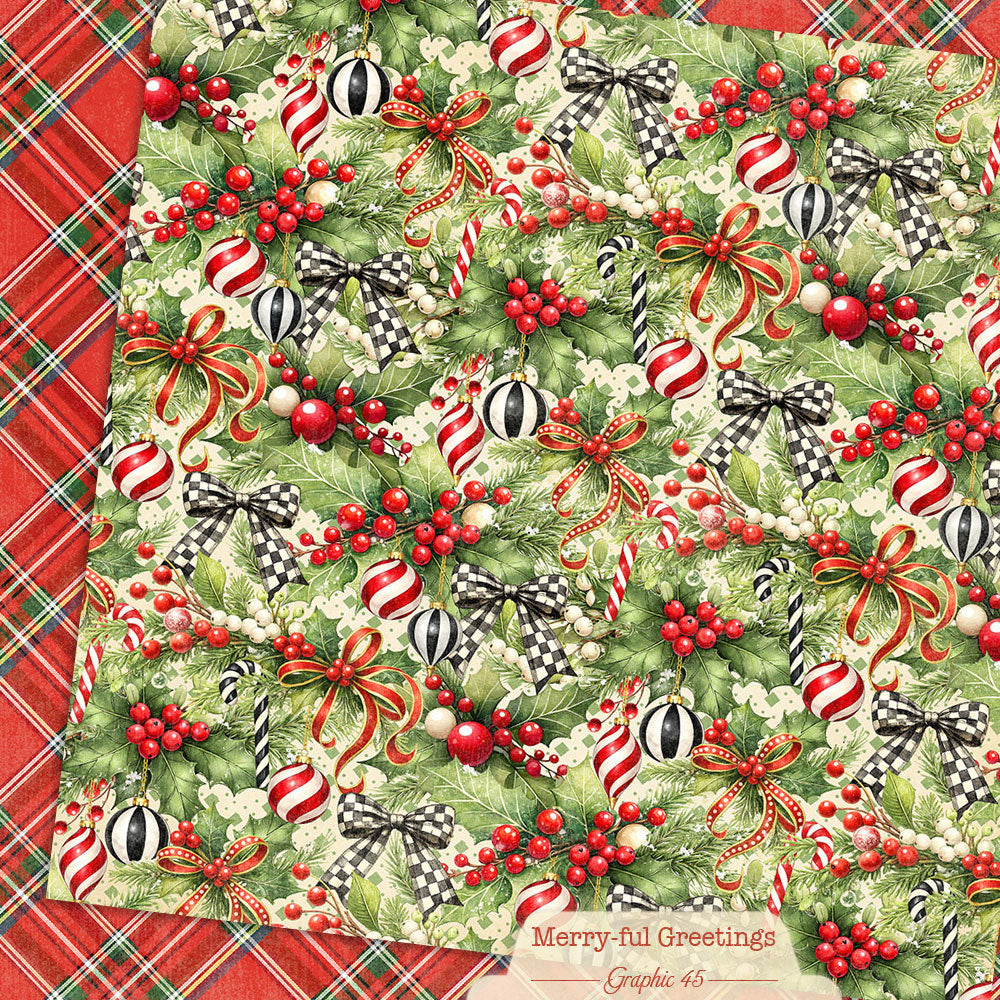 Holly & Bows 12×12 Paper