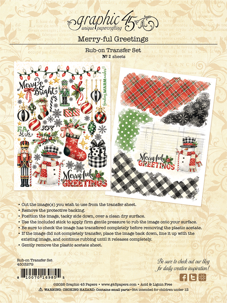 Merry-ful Greetings Rub-on Transfers