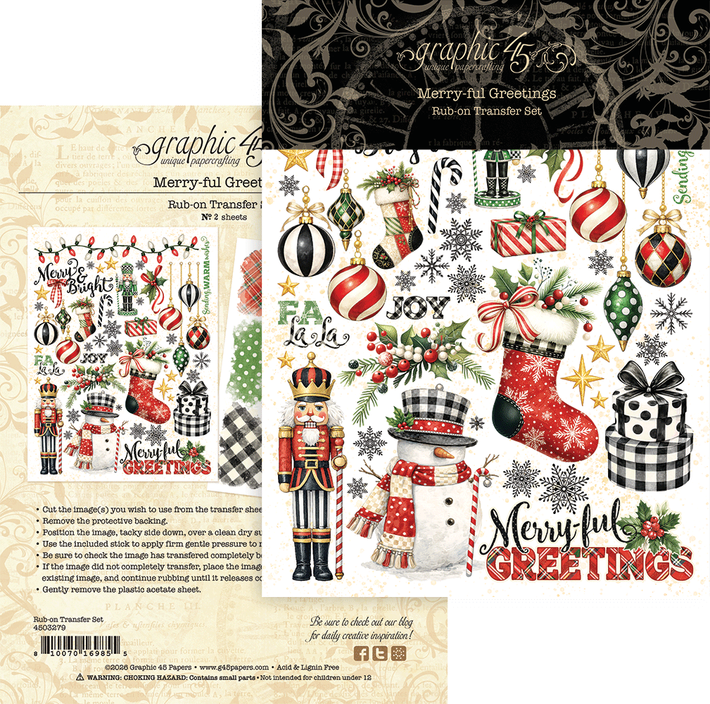 Merry-ful Greetings Rub-on Transfers
