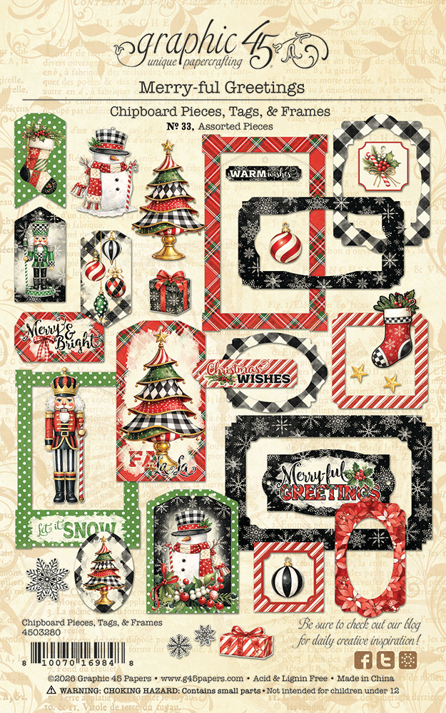 Merry-ful Greetings Chipboard Pieces, Tags & Frames