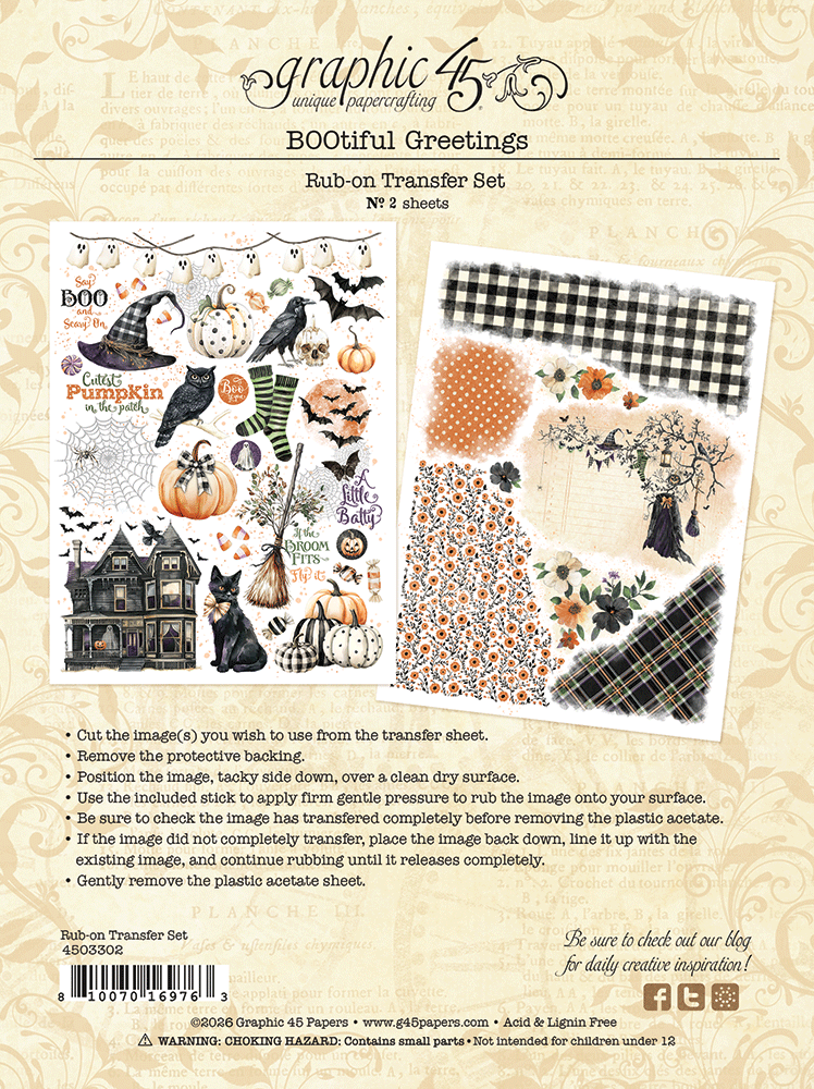 BOOtiful Greetings Rub-on Transfers