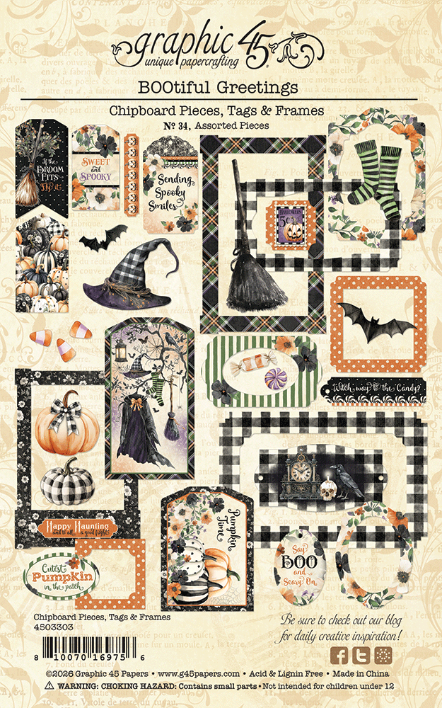 BOOtiful Greetings Chipboard Pieces, Tags & Frames