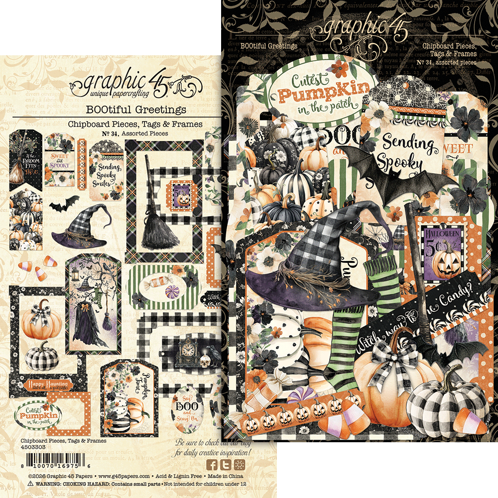 BOOtiful Greetings Chipboard Pieces, Tags & Frames