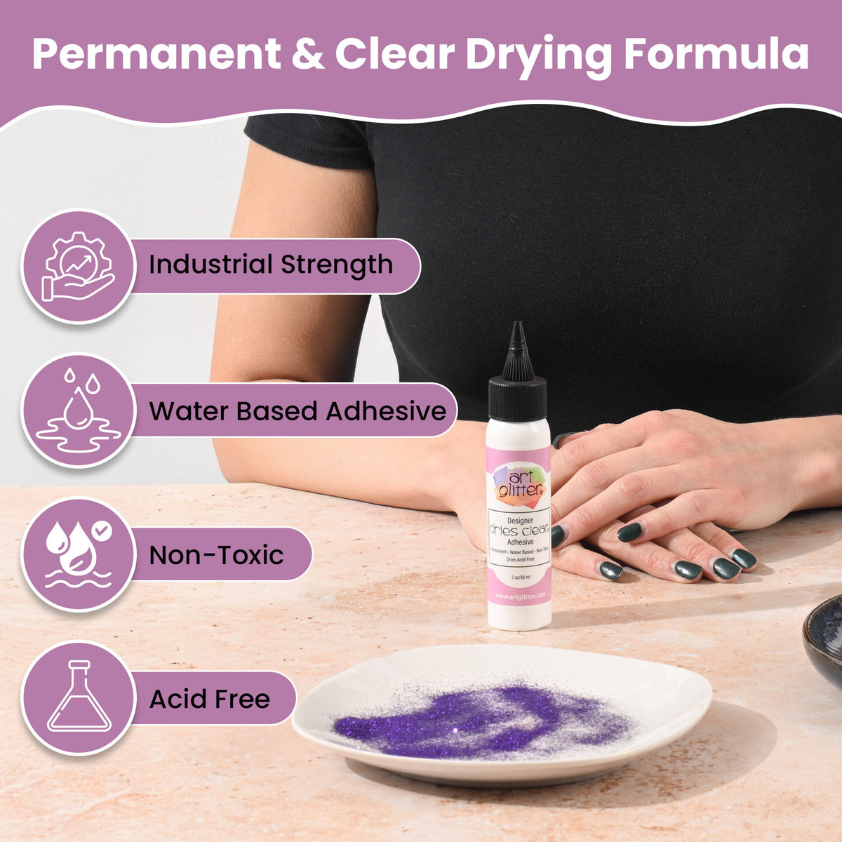 2 OZ DESIGNER DRIES CLEAR ADHESIVE GLUE: 2 oz with spout