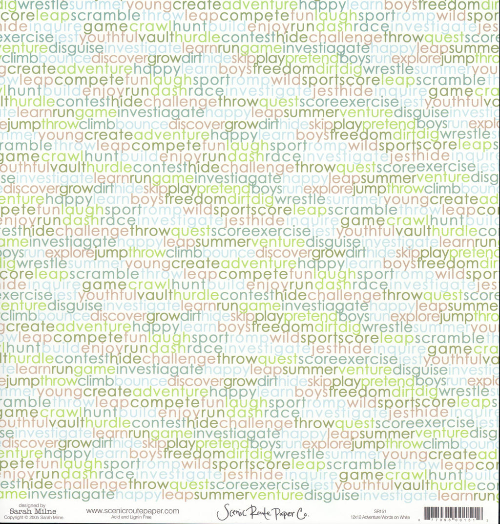 Adventure Words on White - Adventure Stripe