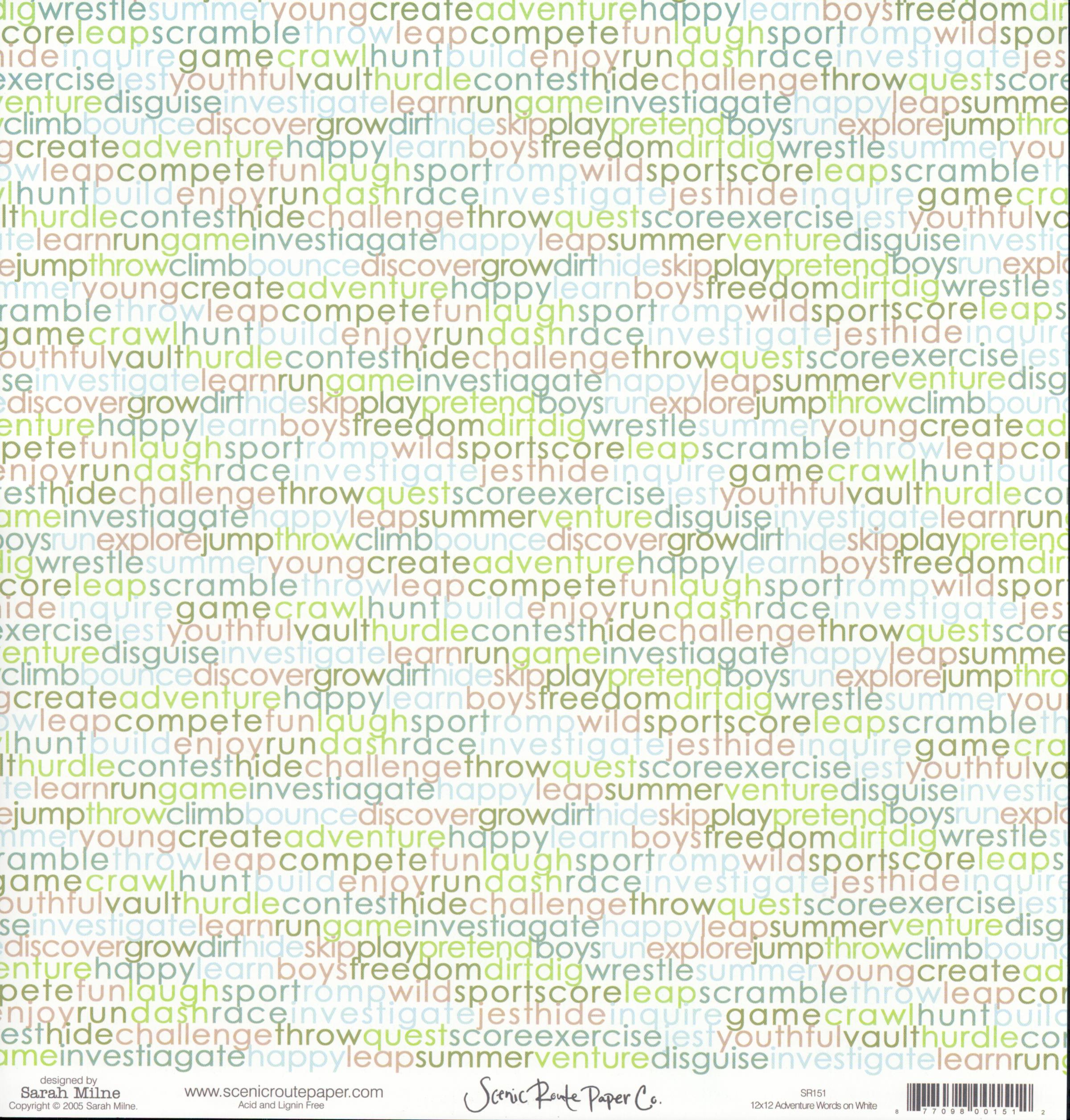 Adventure Words on White - Adventure Stripe