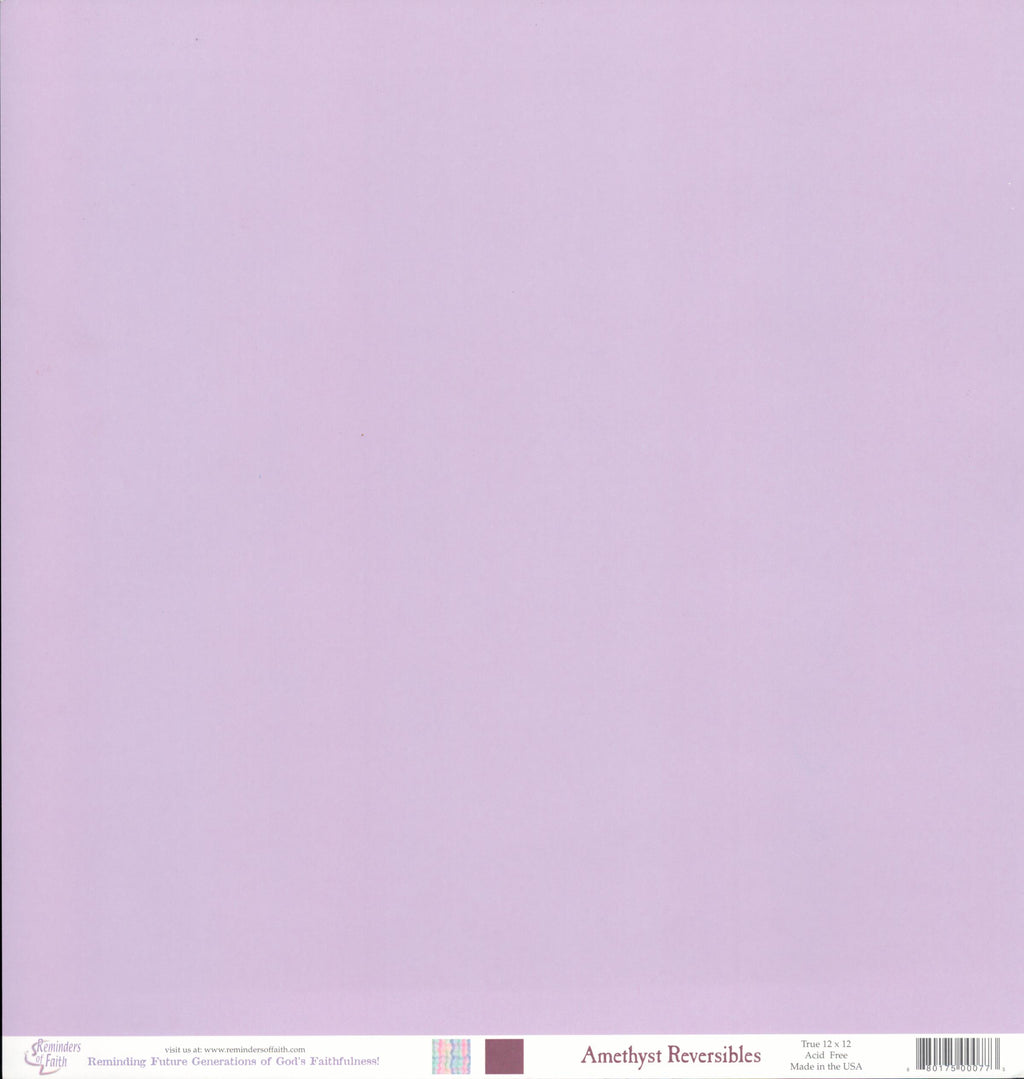Reminders of Faith Amethyst Reversibles 12x12 scrapbook paper - solid soft amethyst lavender purple sheet