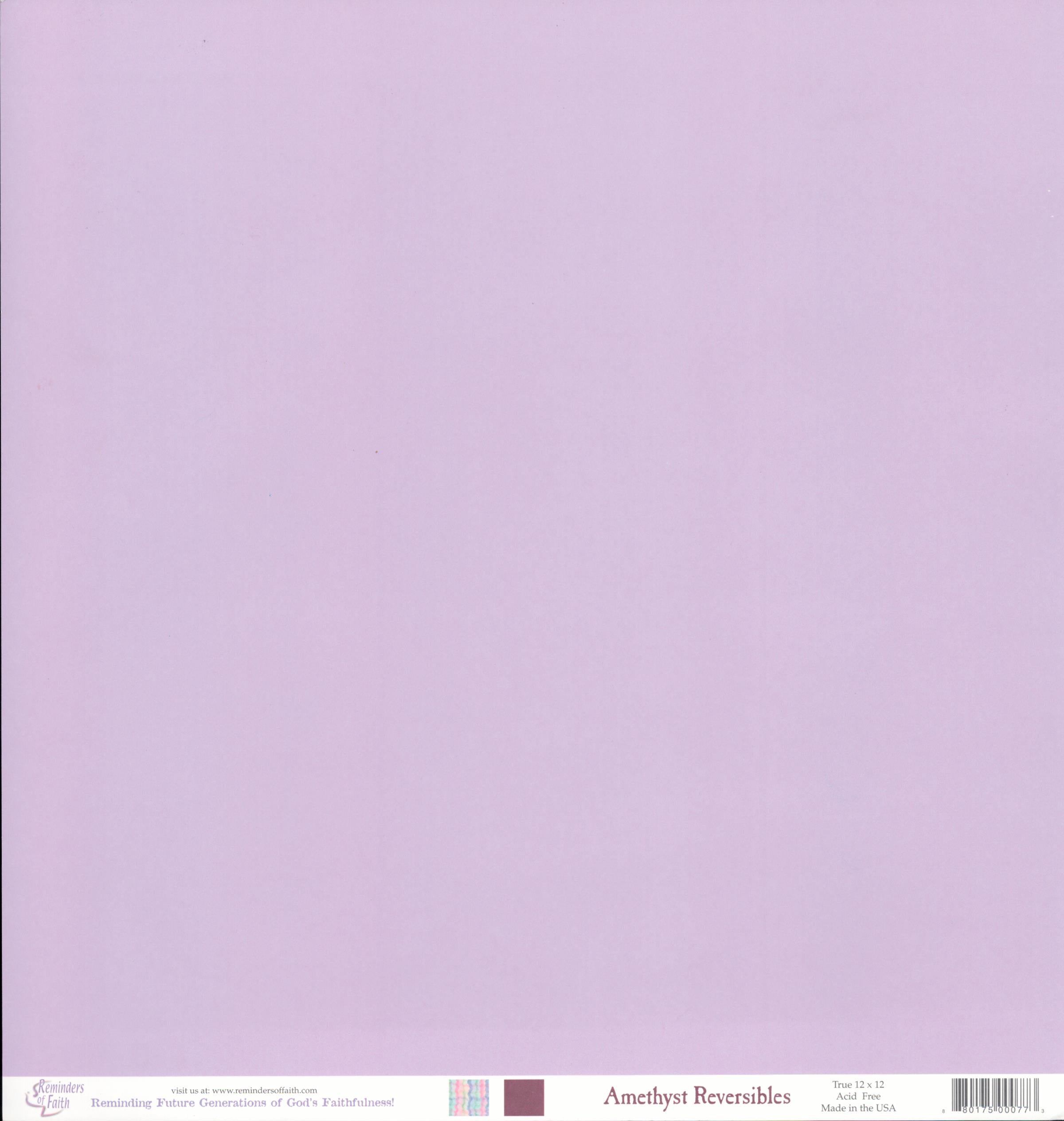Reminders of Faith Amethyst Reversibles 12x12 scrapbook paper - solid soft amethyst lavender purple sheet