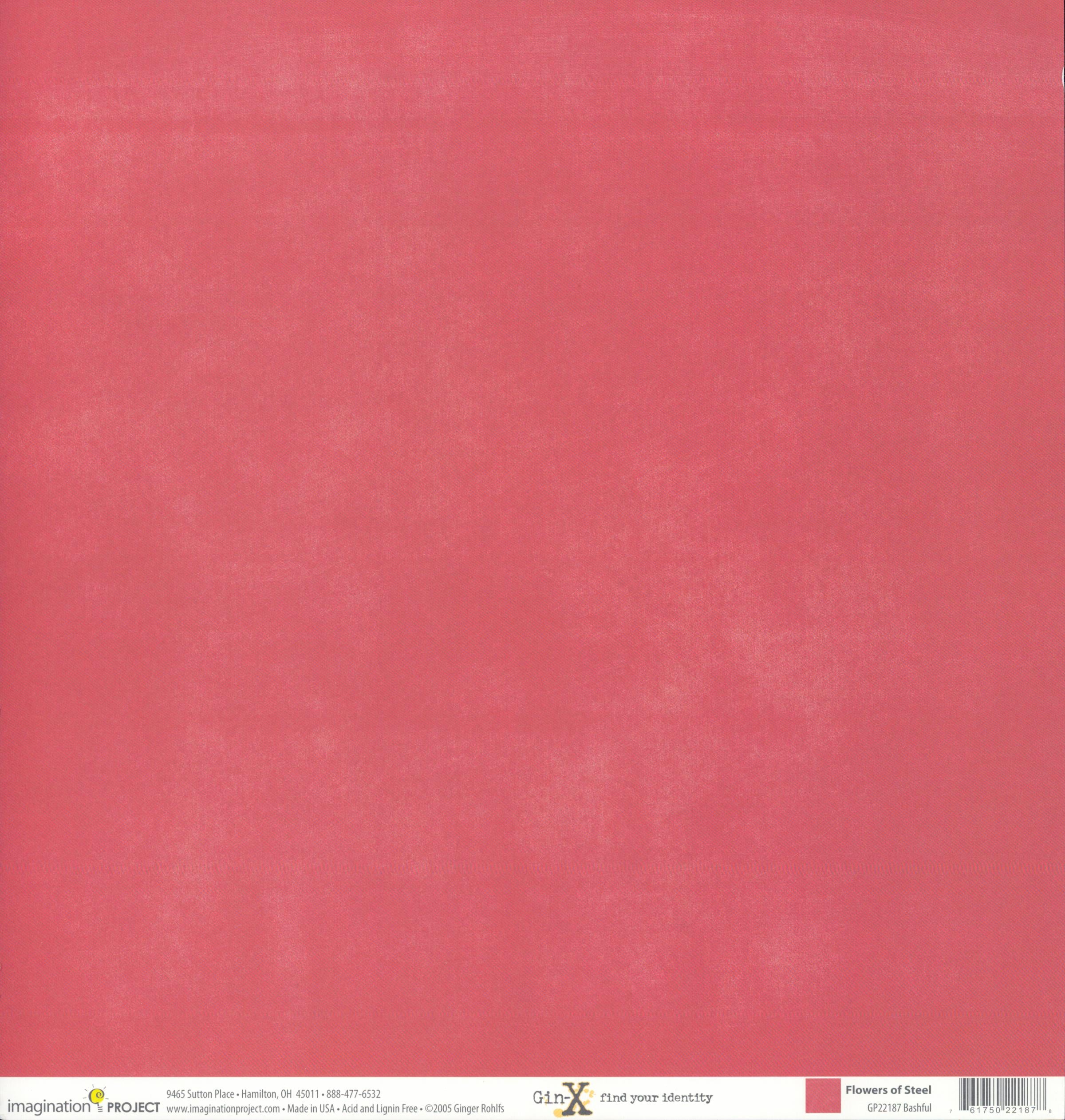 Imagination Project Gin-X Flowers of Steel Bashful 12x12 cardstock — warm coral pink rose solid with subtle mottled texture