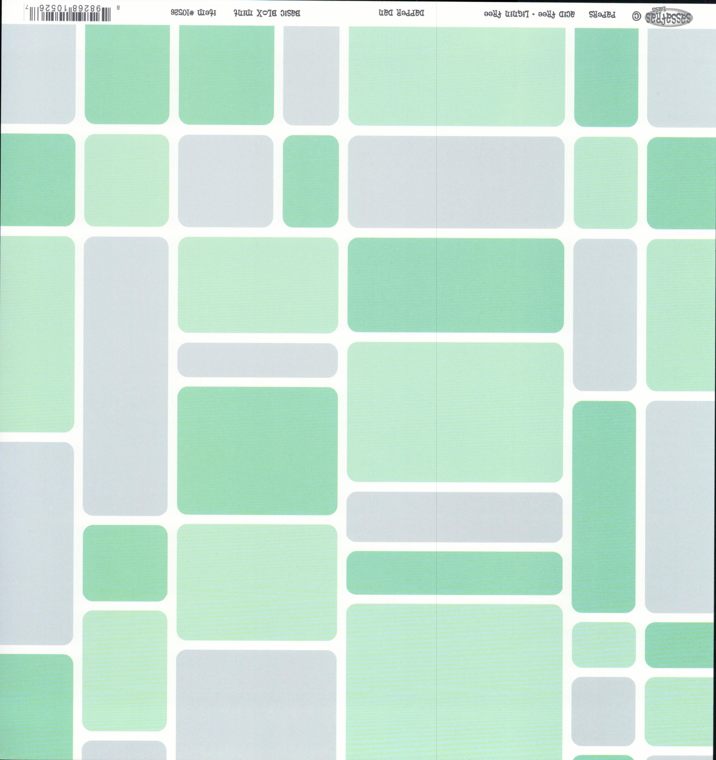 Sassafras Lass Dapper Dan Basic Blox Mint cardstock with rounded rectangle blocks in mint and grey