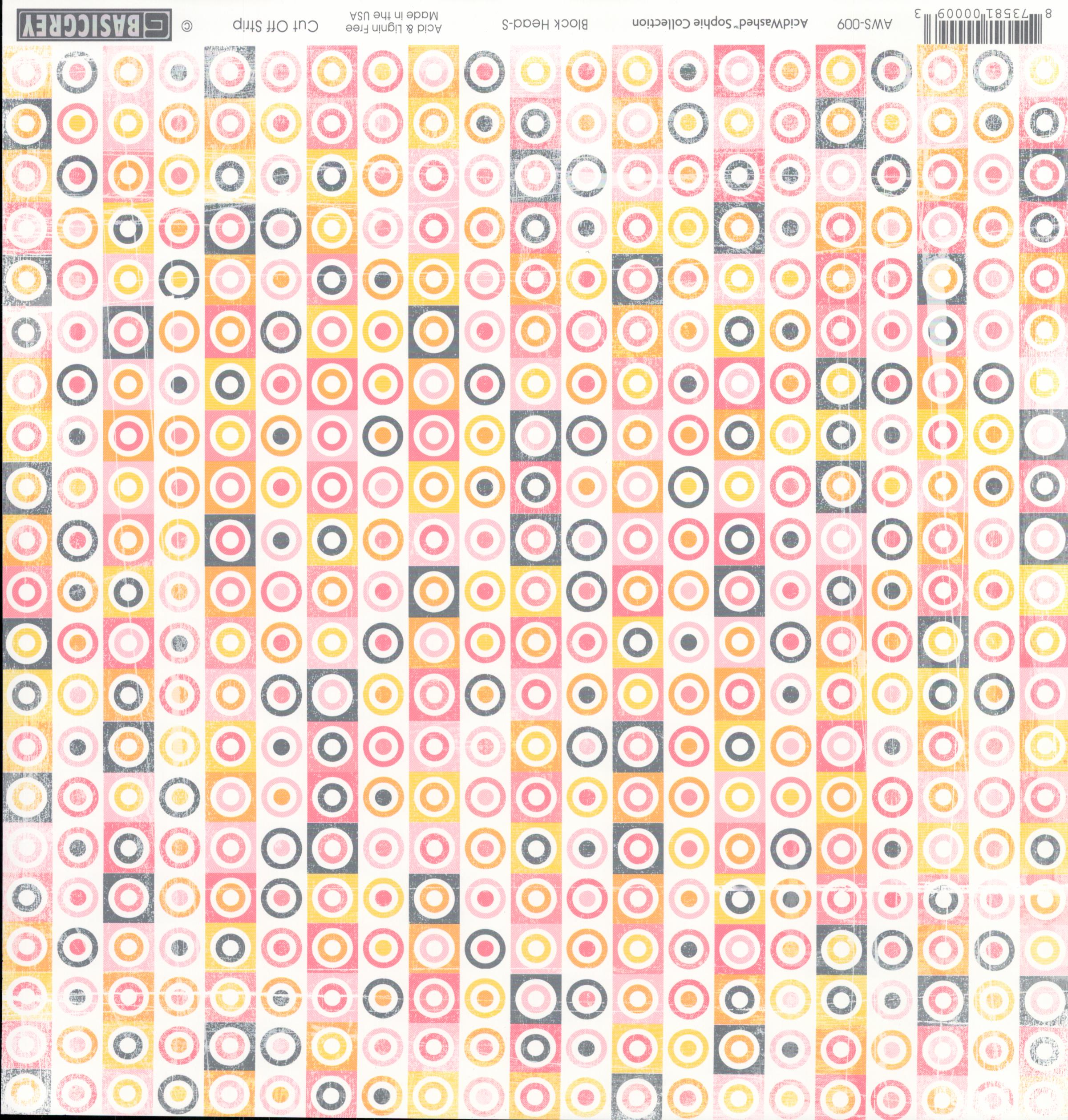 Basic Grey Block Head-S - AcidWashed Sophie Collection 12x12 cardstock