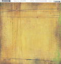 Lemonade 12x12 cardstock by BasicGrey Aged and Confused Sublime Collection, featuring a warm golden yellow amber distressed background with brown rust edges and a touch of sage green in the lower corner with loose hand-drawn dark line details