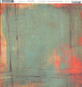 Raspberry Blue 12x12 cardstock by BasicGrey Aged and Confused Sublime Collection, featuring a cool teal sage blue-green distressed background with vivid coral raspberry red bursting through the edges and loose hand-drawn dark line details