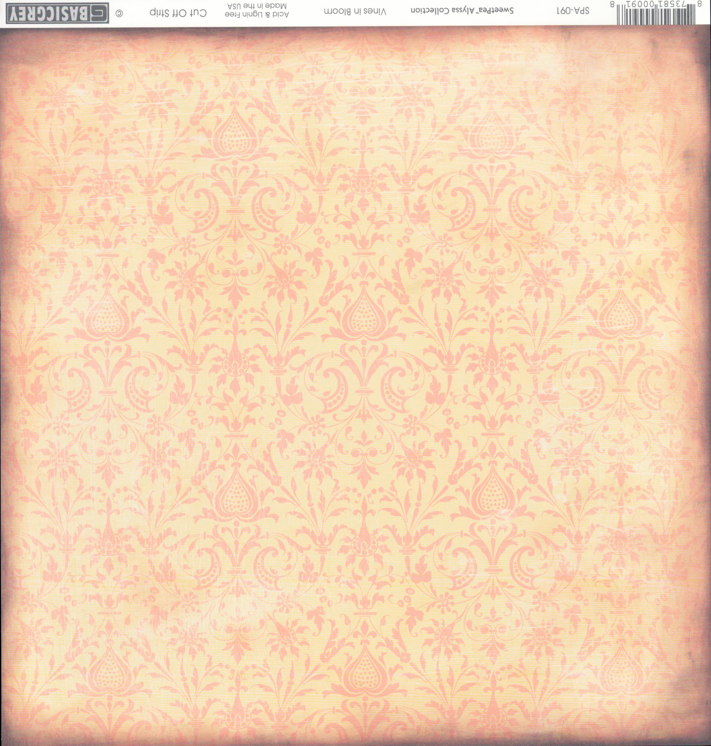 Basic Grey Vines in Bloom - SweetPea Alyssa Collection 12x12 cardstock