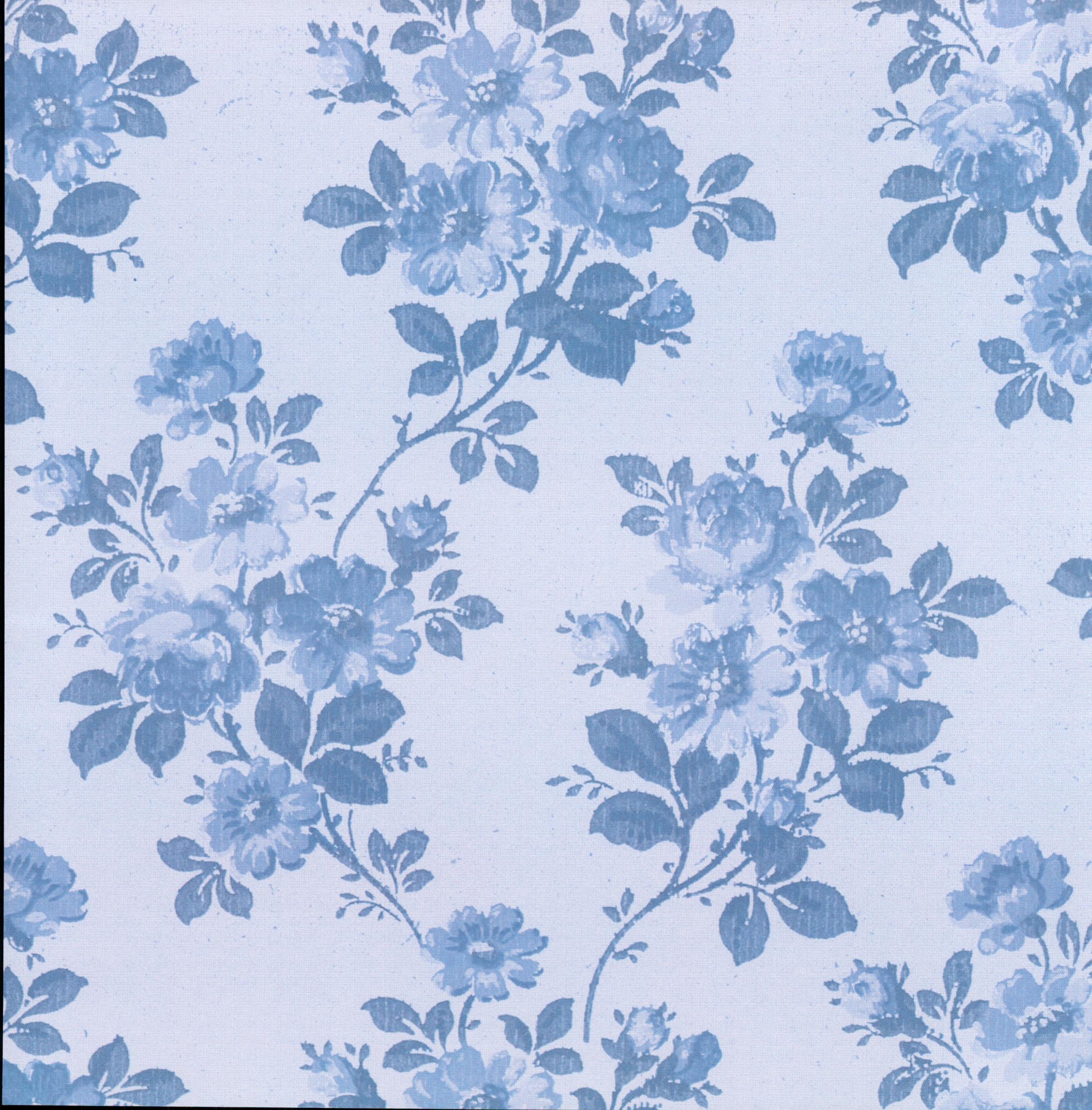 Craft Smith Garden Charm Rose Wallpaper - Dust Blue