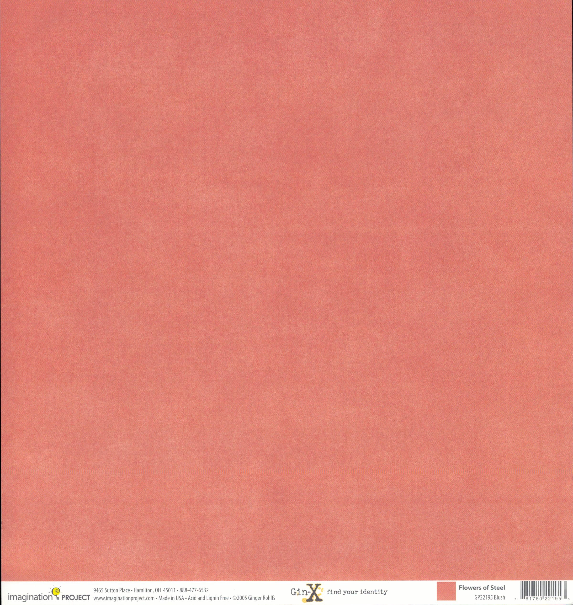 Imagination Project Gin-X Flowers of Steel Blush 12x12 cardstock — soft peach salmon coral solid with subtle mottled texture