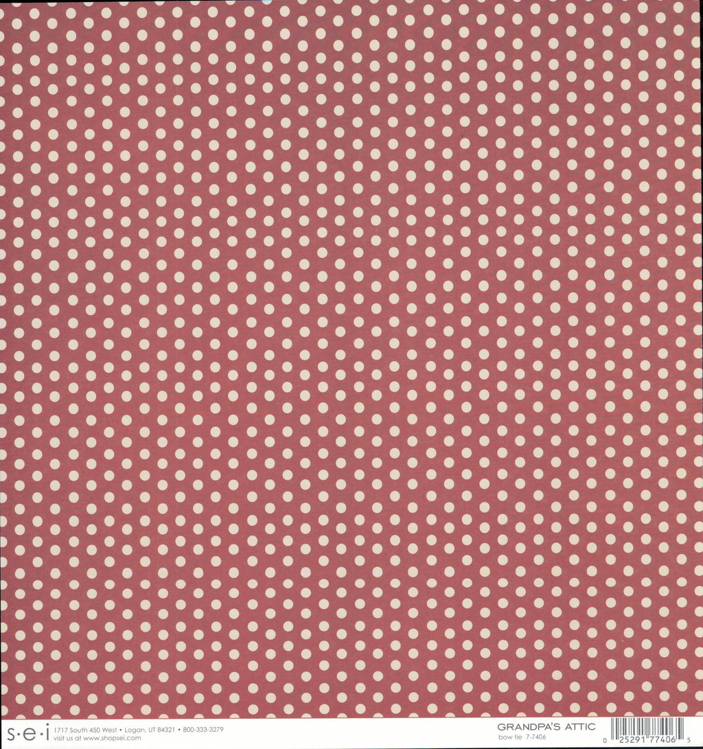 SEI Grandpa's Attic Bow Tie 12x12 cardstock — burgundy background with cream polka dots