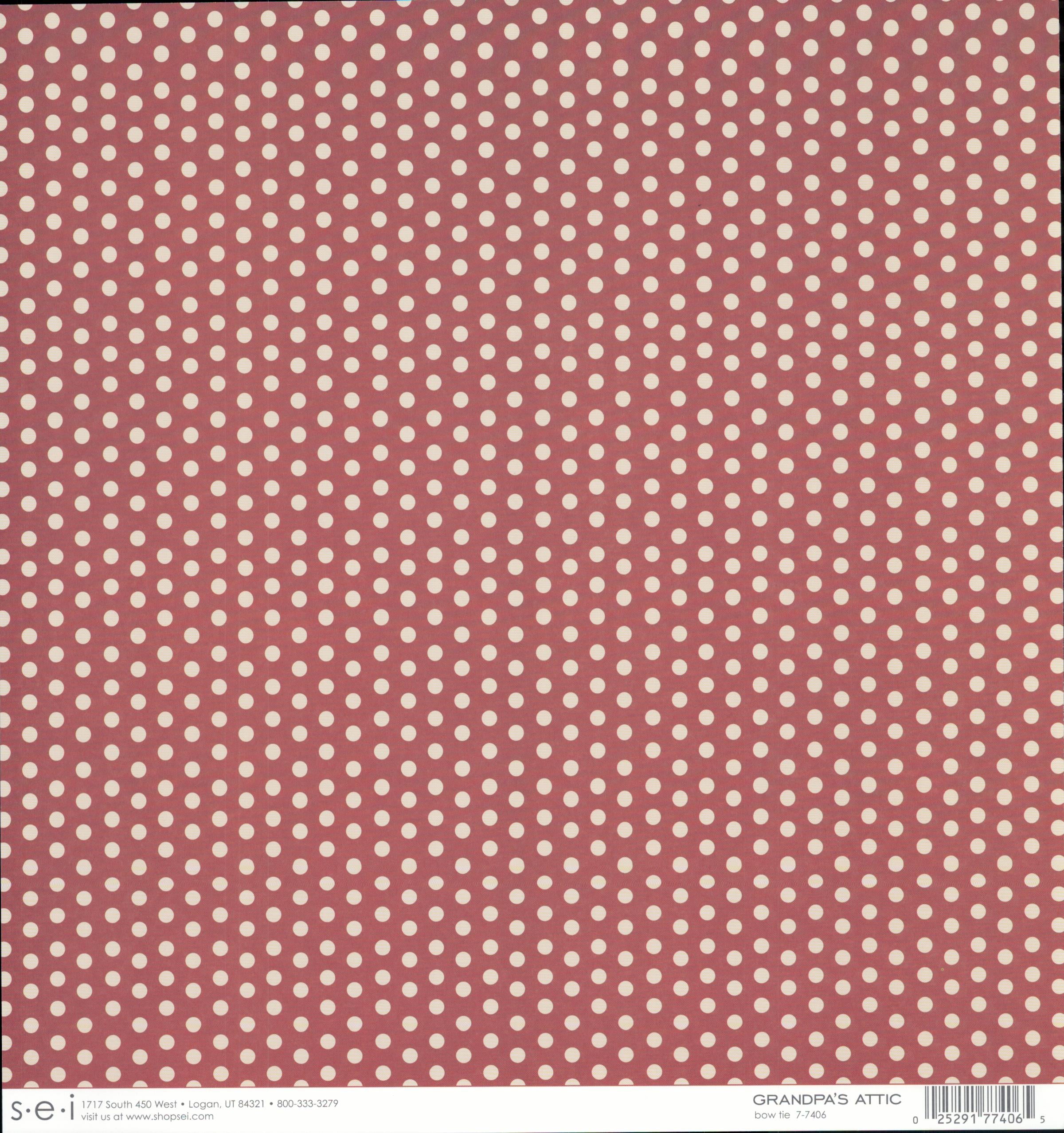 SEI Grandpa's Attic Bow Tie 12x12 cardstock — burgundy background with cream polka dots