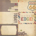 Echo Park All About A Boy Journal Cards 12x12 cardstock front with Route 66, Live Life on the Edge, motorcycle and vintage adventure pocket journaling card designs