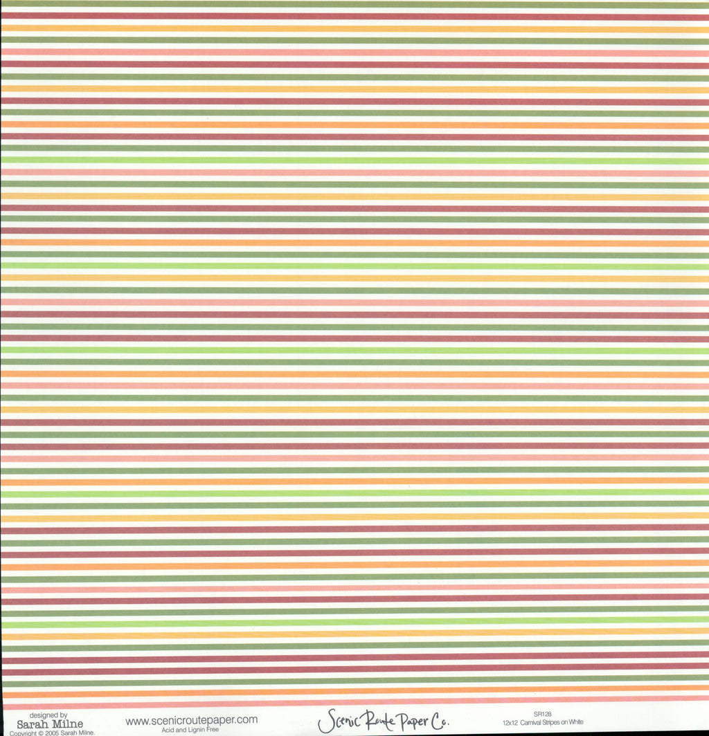 Random Words on White - Carnival Stripes on White