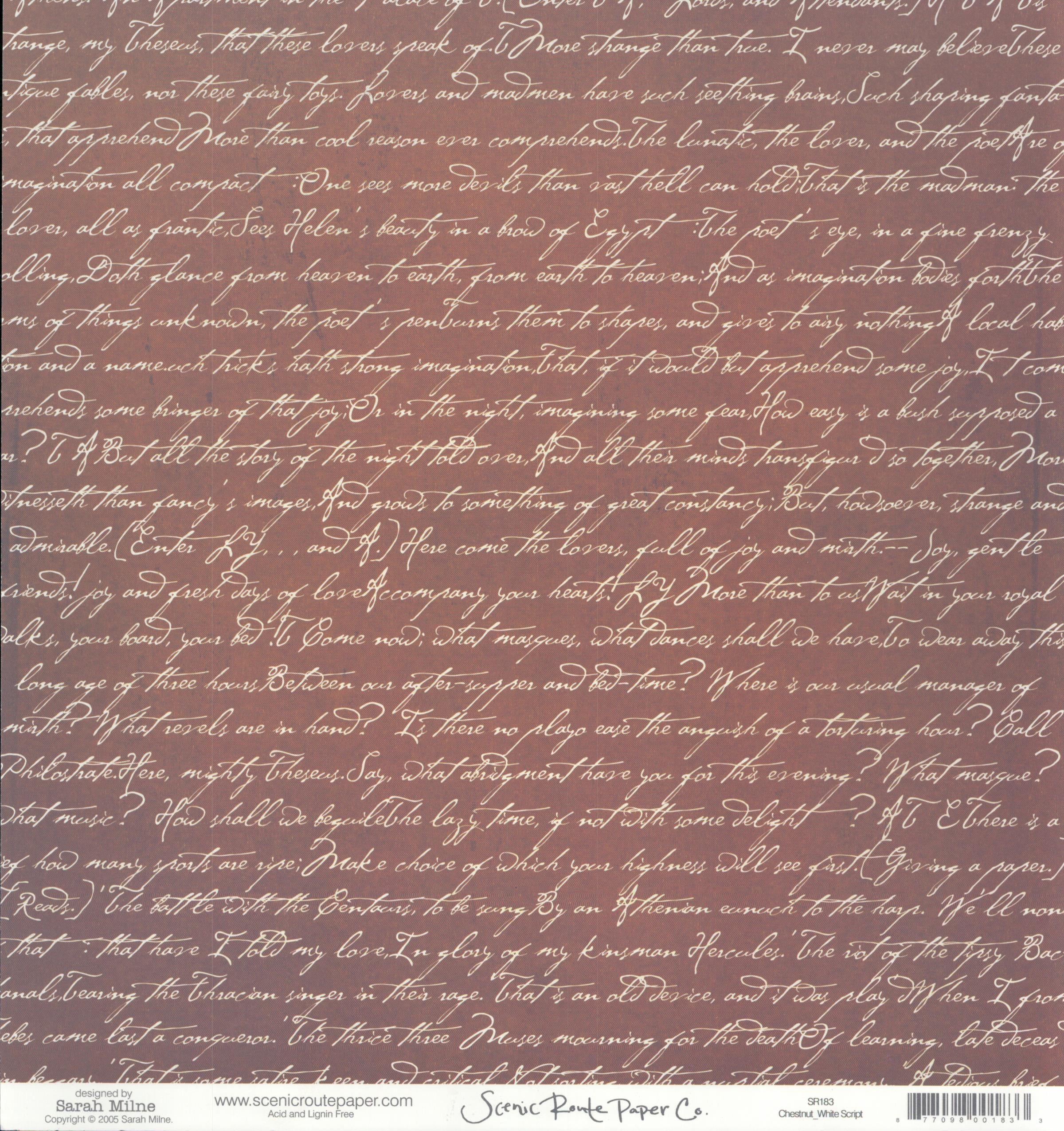Chestnut White Script