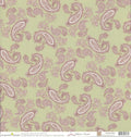 Imagination Project Chloe's Closet The Back Nine Clubhouse Paisley 12x12 cardstock — large dusty rose mauve paisley with white centers and scroll details on sage green background