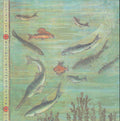 Design Originals Deep Sea 12x12 - hand-illustrated fish swimming in soft aqua and sage green watercolor with seaweed and scoring strip