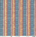 Bo Bunny Detour Stripe 12x12 - Side A: passport stamps on dusty blue with golden airplane silhouettes