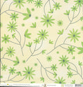 Imagination Project Gin-X Some Kind of Green Drummer Daisies 12x12 cardstock — lime green daisy flowers on dark olive vine stems against cream pale yellow background