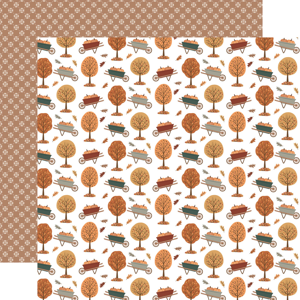 Feels Like Fall — Wheelbarrows and Leaves 12×12 Double-Sided Paper