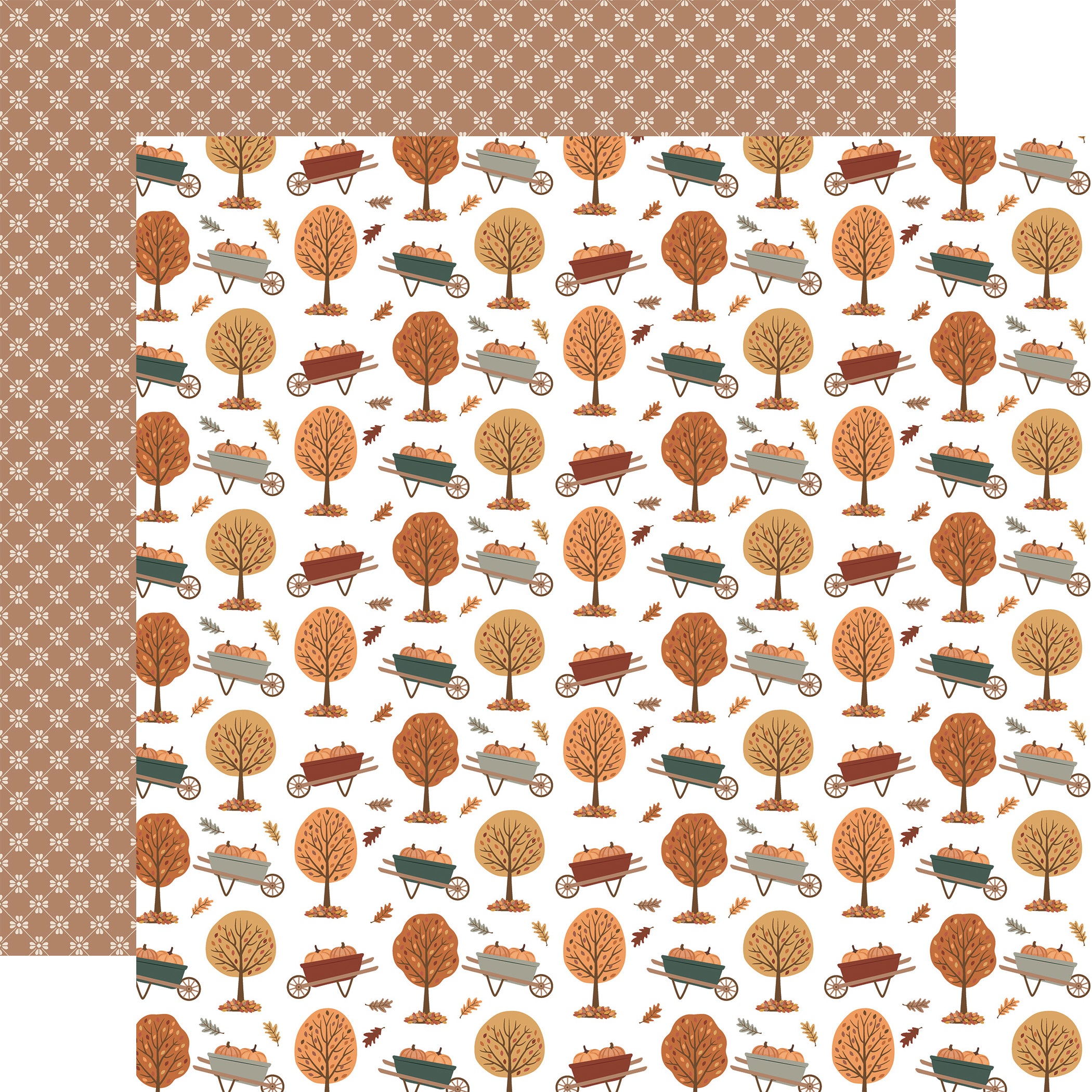 Feels Like Fall — Wheelbarrows and Leaves 12×12 Double-Sided Paper
