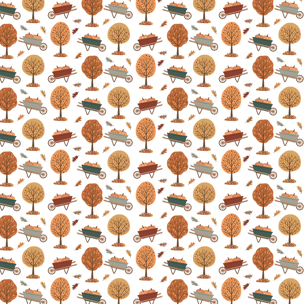 Feels Like Fall — Wheelbarrows and Leaves 12×12 Double-Sided Paper