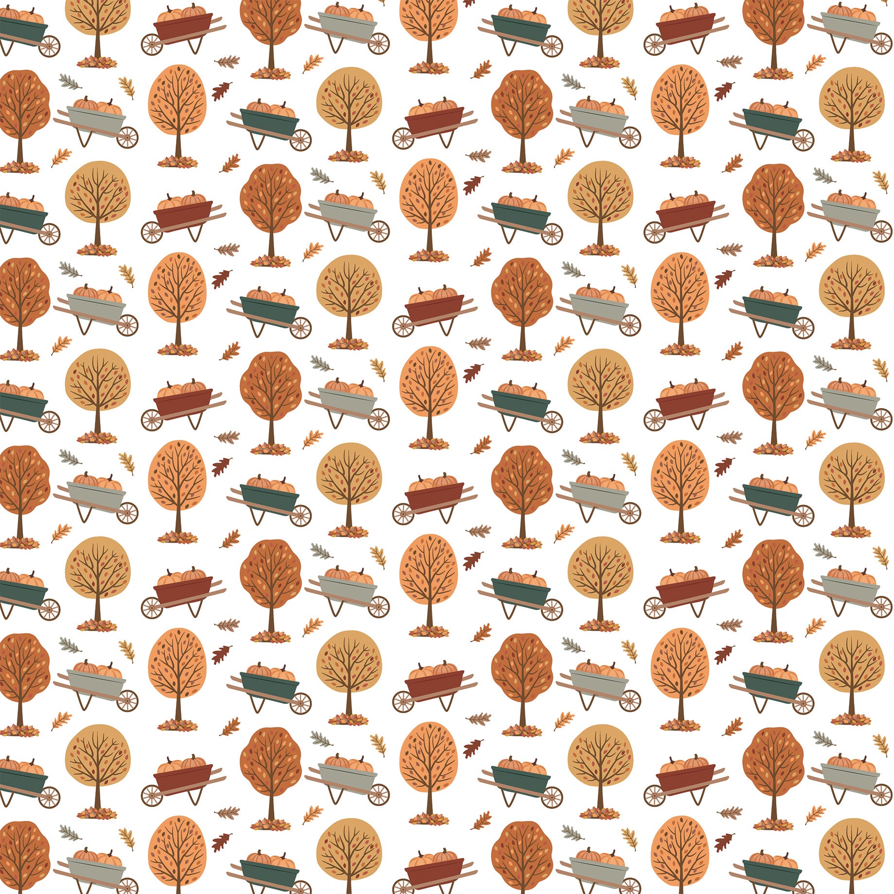Feels Like Fall — Wheelbarrows and Leaves 12×12 Double-Sided Paper