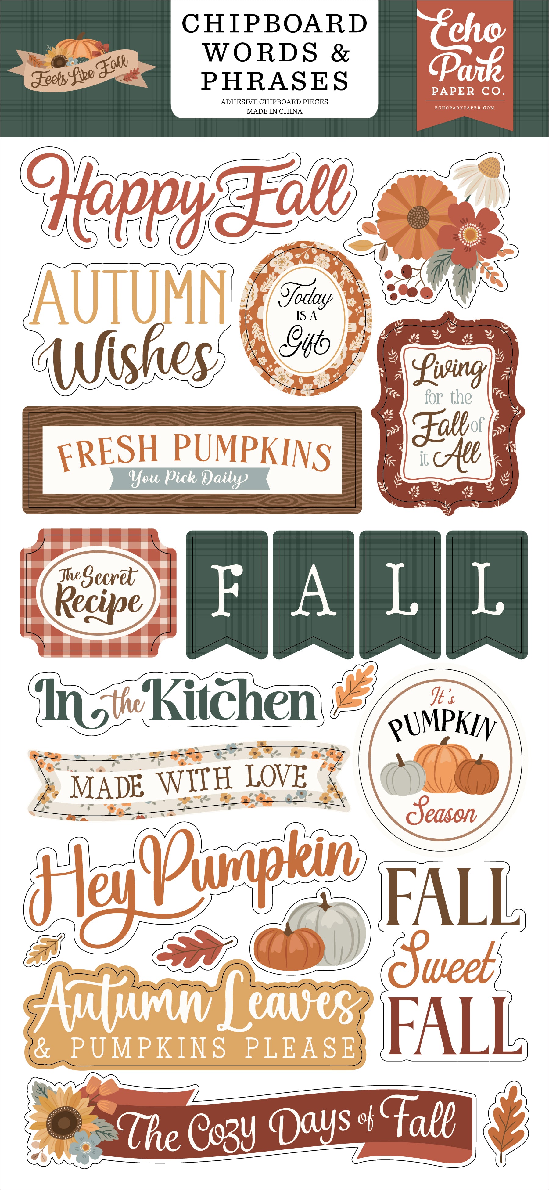 Feels Like Fall 6×13 Chipboard Words & Phrases