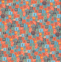 Design Originals Nostalgic Games Game Pieces 12x12 scrapbook paper with dense scatter of Scrabble tiles, red dice, dominoes, Black Cherry Soda bottle caps and star tokens in orange, teal and grey