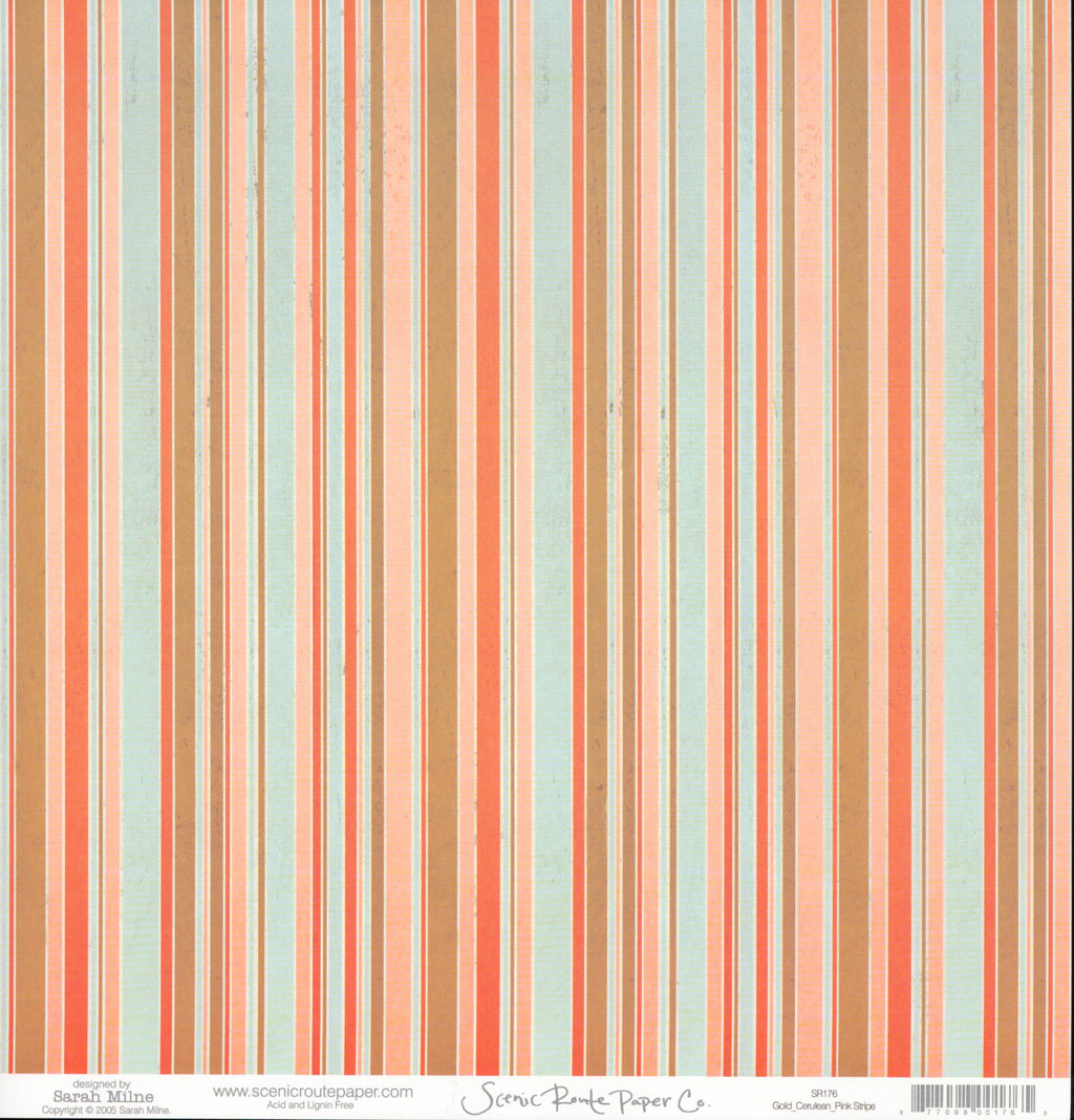 Gold Cerulean Pink Stripe - Gold Cerulean Pink Script