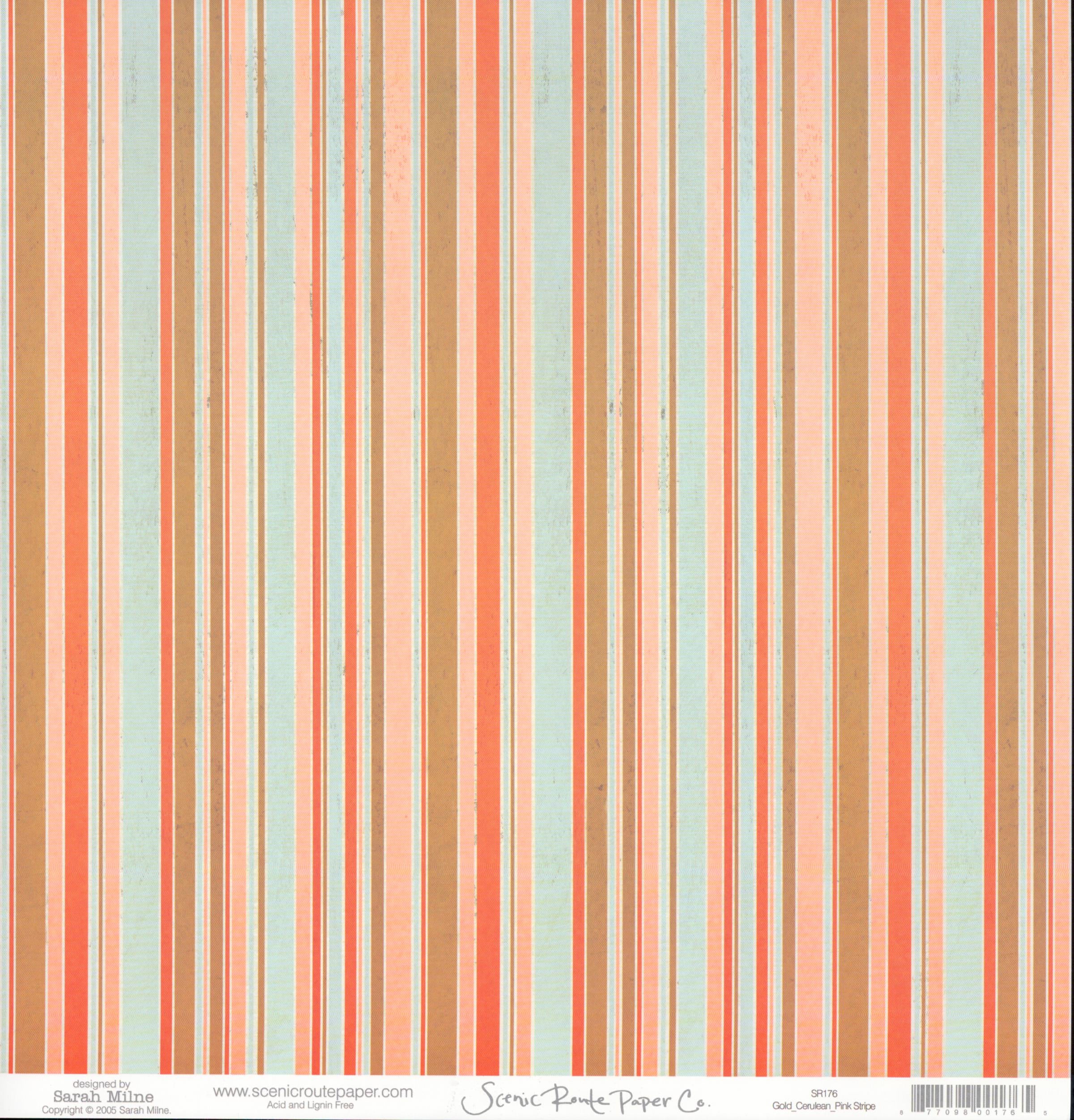 Gold Cerulean Pink Stripe - Gold Cerulean Pink Script