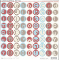 SEI Grandpa's Attic Cardstock Alphabet Stickers — lowercase letters and numbers on round circle stickers in burgundy, powder blue, taupe and cream
