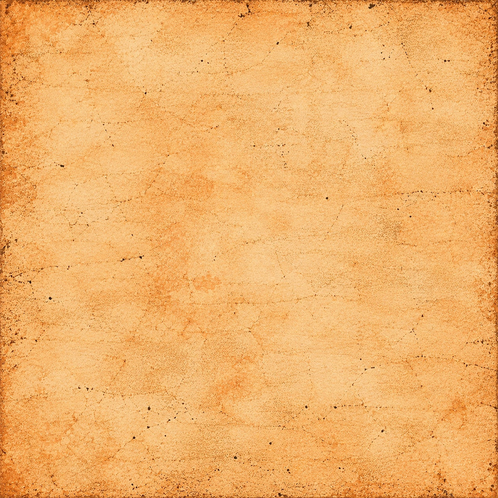 A square textured surface resembling aged tan paper or parchment with mottled orange-brown tones and dark speckled distressing around the edges.