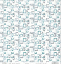 Sassafras Lass Teal Appeal Hip To Be Square cardstock with scattered rounded squares in teal, grey and blue on white