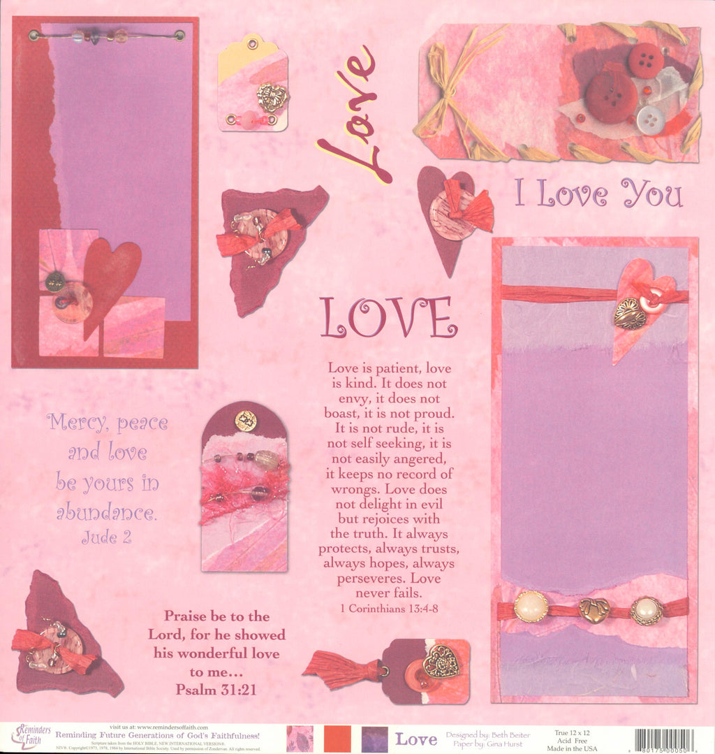 Reminders of Faith Love 12x12 Cardstock