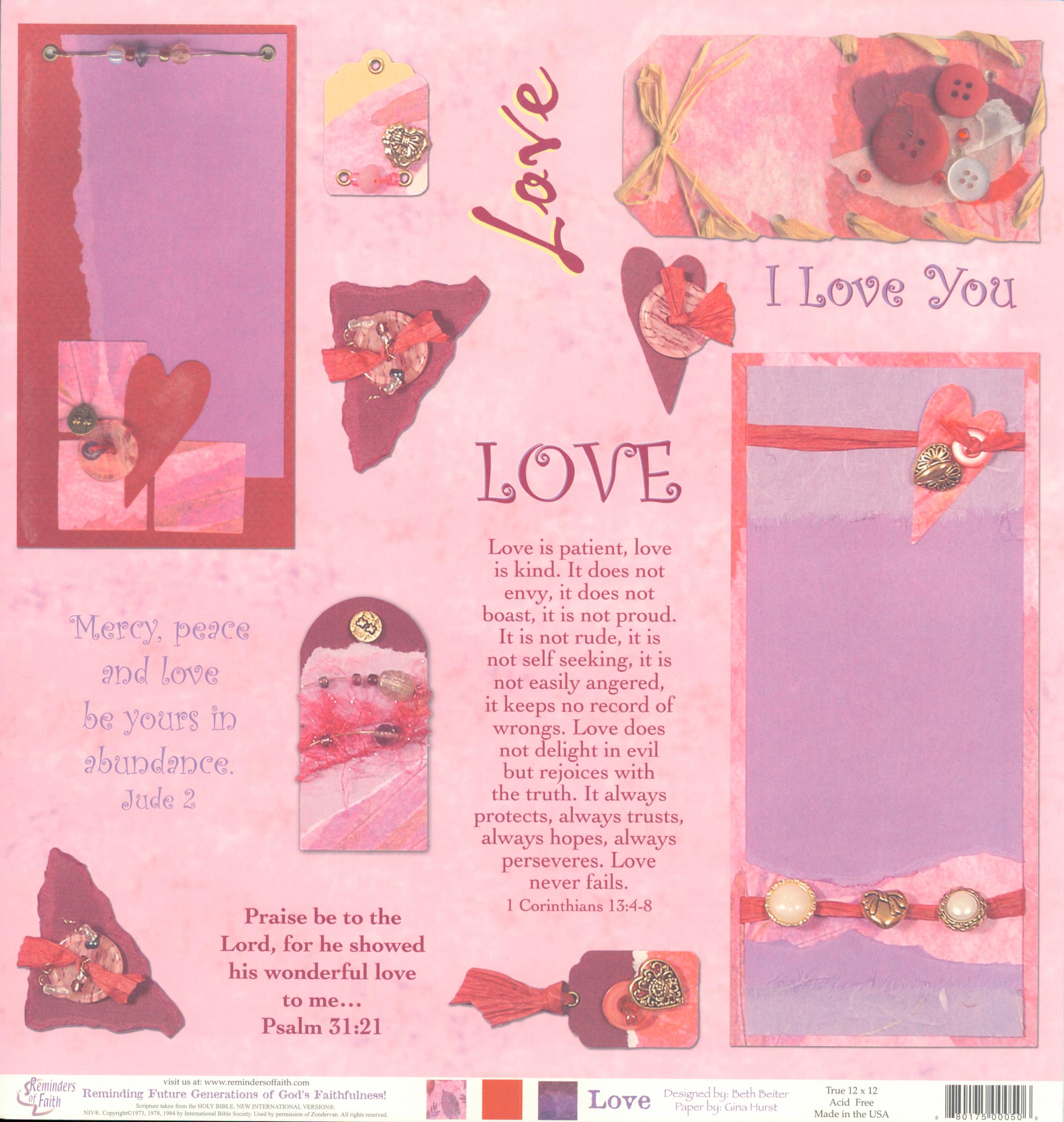 Reminders of Faith Love 12x12 Cardstock