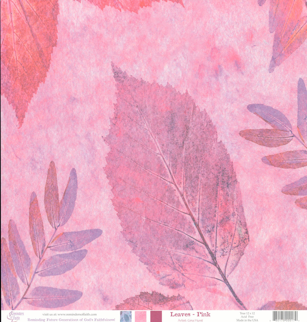 Reminders of Faith Leaves Pink 12x12 Cardstock