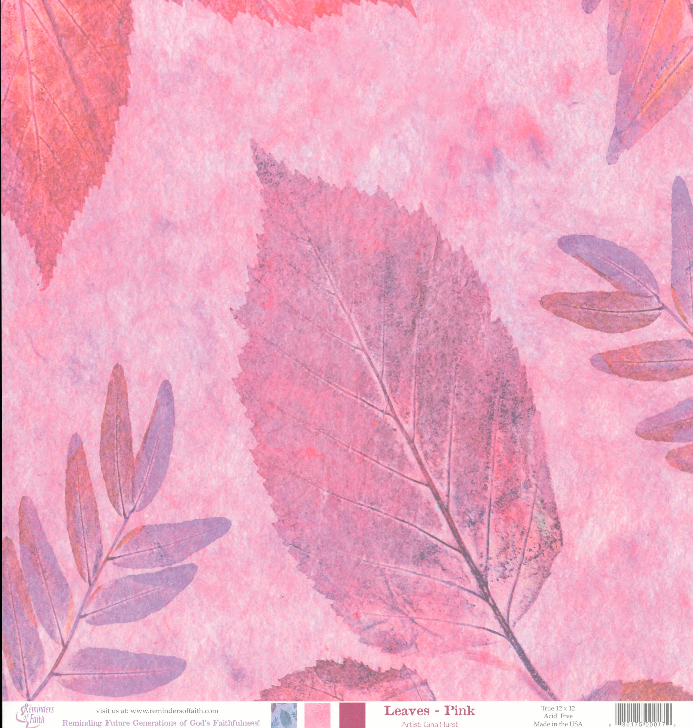Reminders of Faith Leaves Pink 12x12 Cardstock