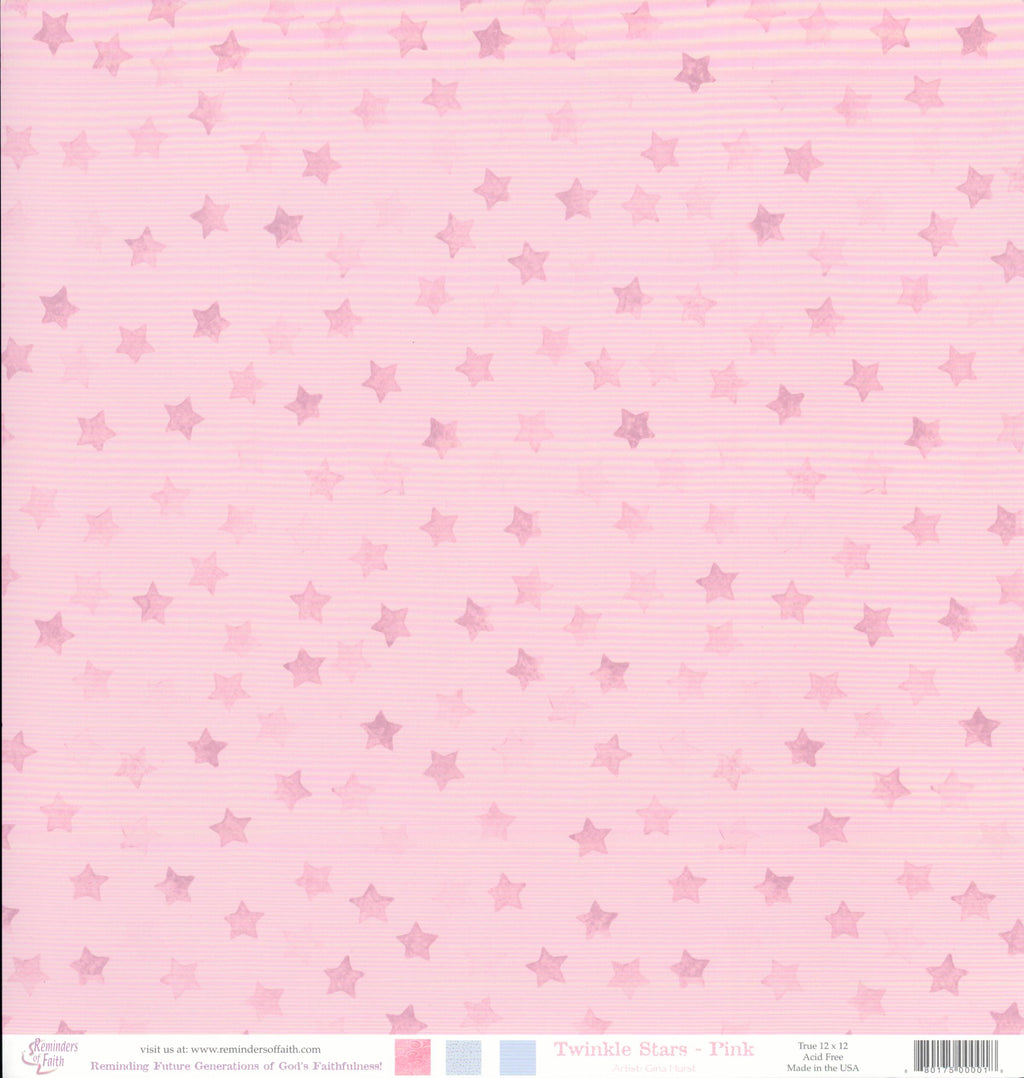 Reminders of Faith Twinkle Stars Pink 12x12 Cardstock