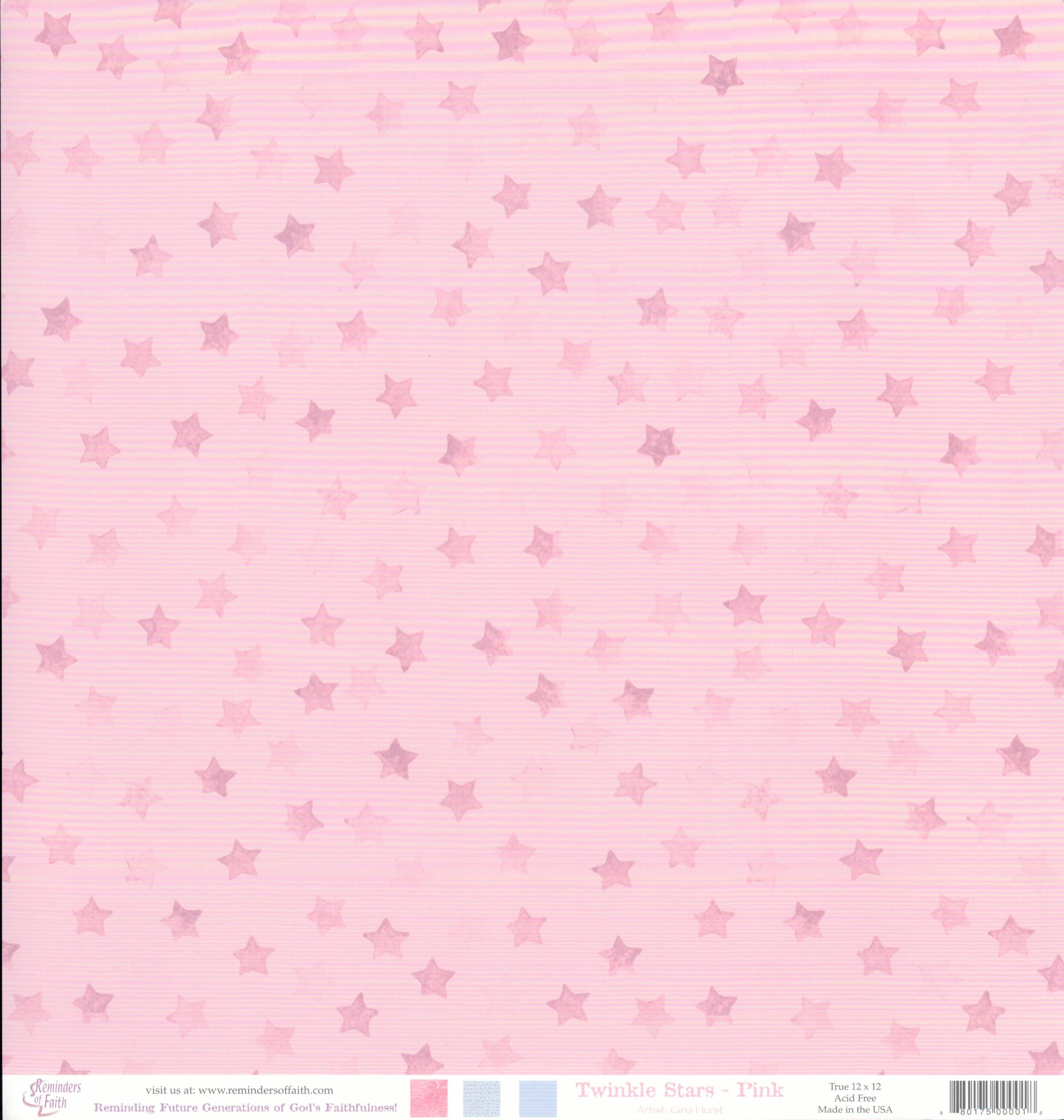 Reminders of Faith Twinkle Stars Pink 12x12 Cardstock