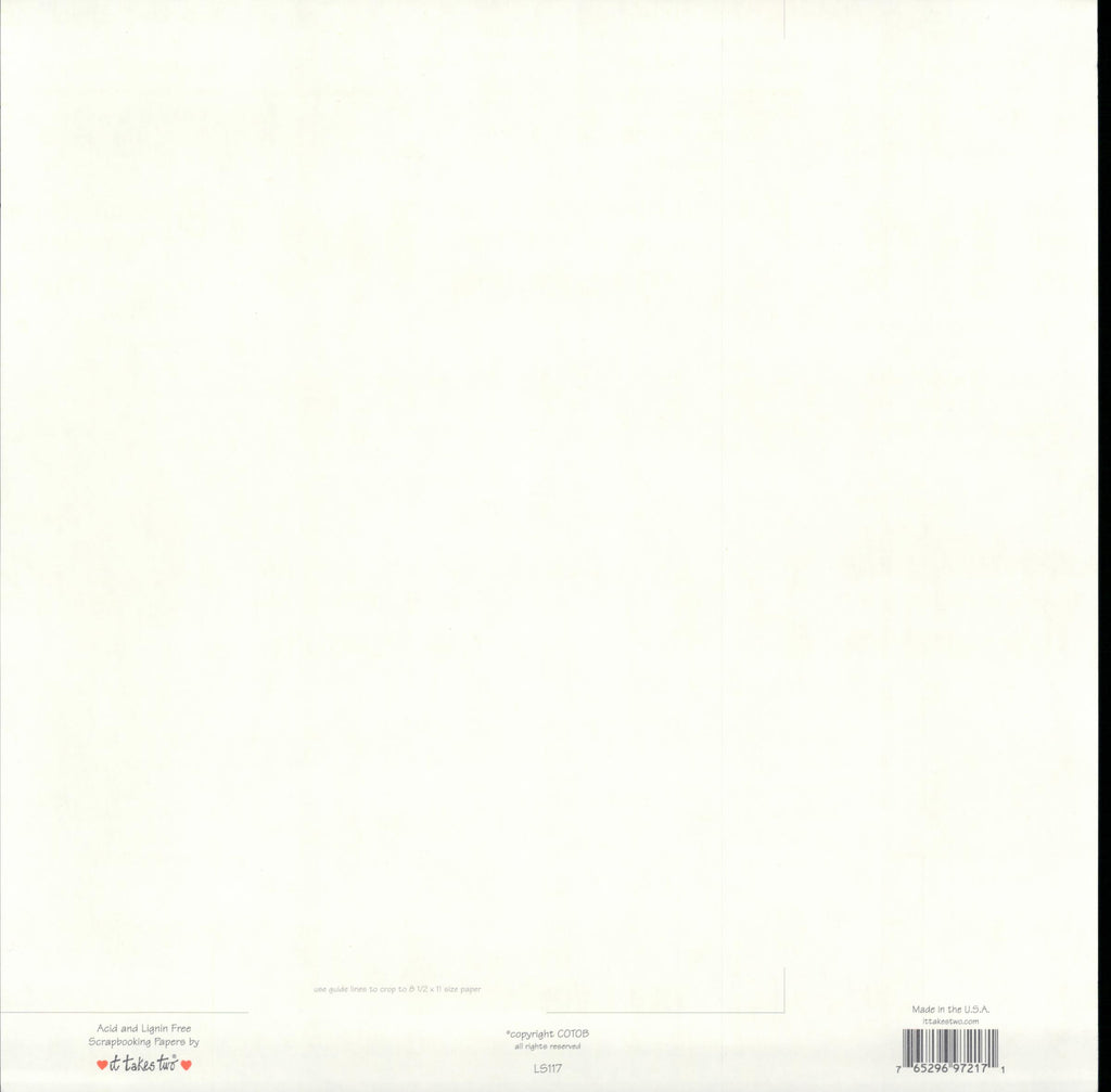 It Takes Two My Baptism 12x12 scrapbook paper - reverse side, acid and lignin free, Made in USA, item LS117