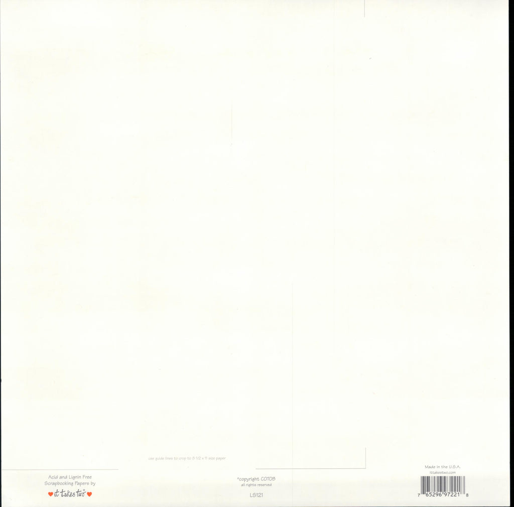 It Takes Two A Time For 12x12 scrapbook paper - reverse side, acid and lignin free, Made in USA
