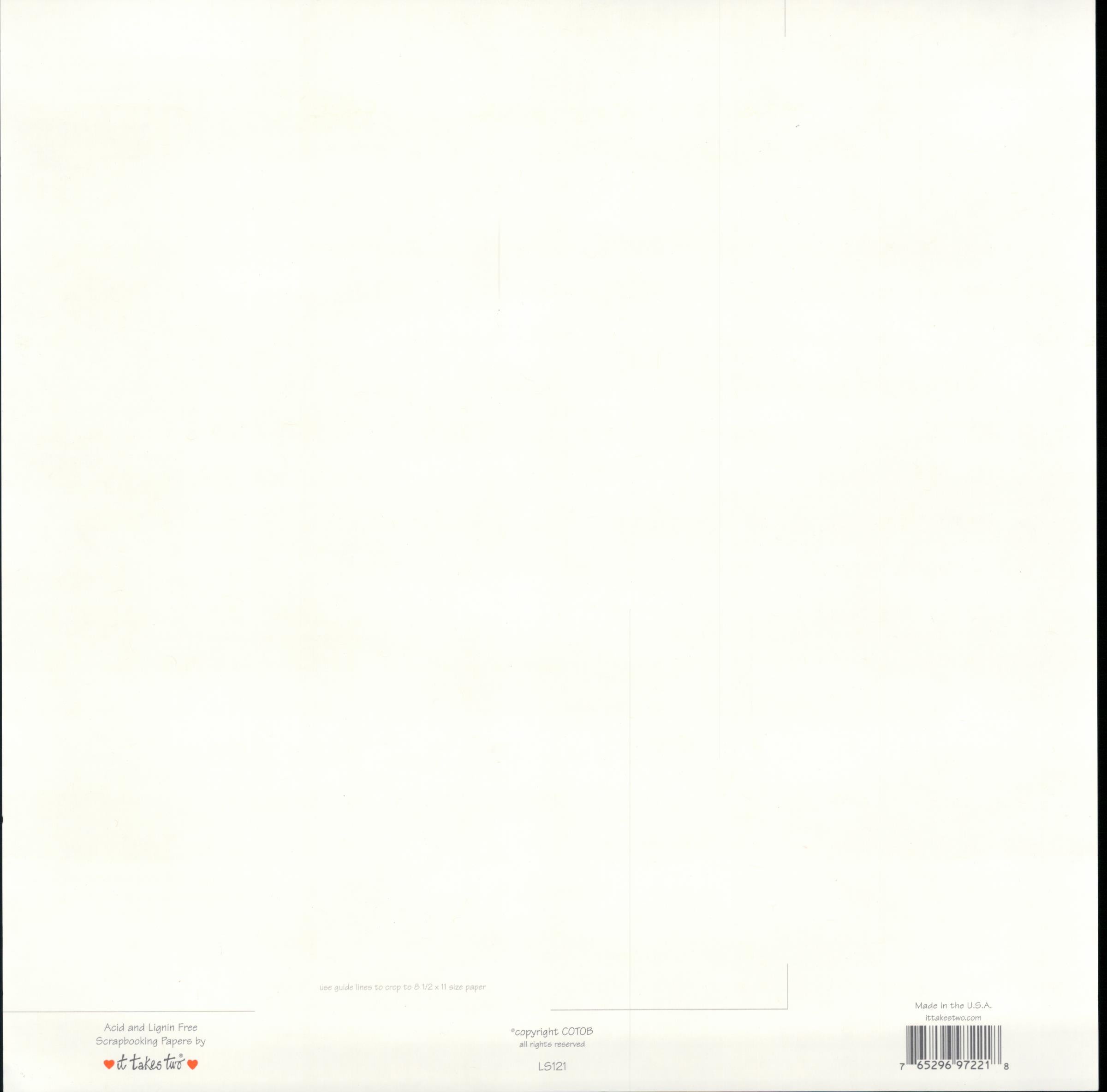 It Takes Two A Time For 12x12 scrapbook paper - reverse side, acid and lignin free, Made in USA
