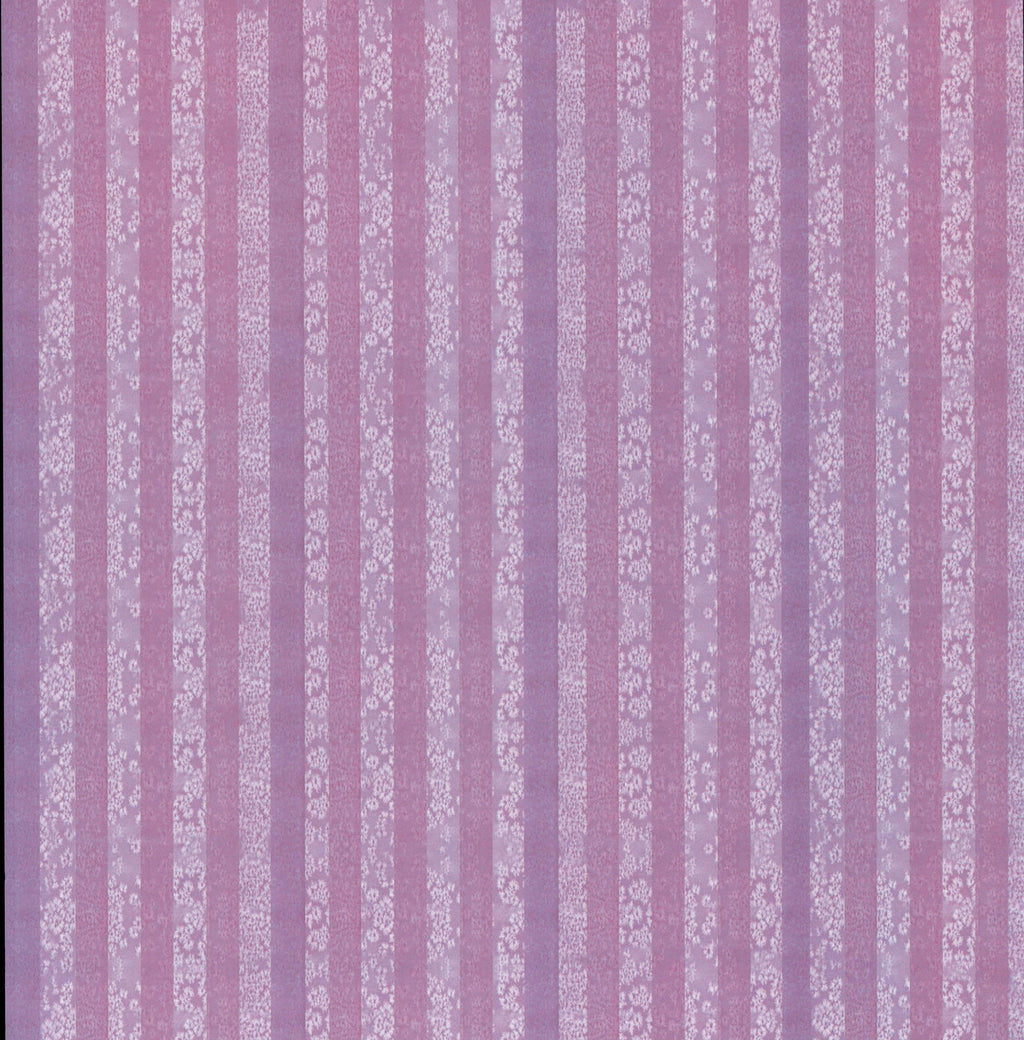 Leisure Arts Stripe Purples 12x12 scrapbook paper - tone-on-tone vertical stripes in dusty mauve and soft lavender with delicate floral texture